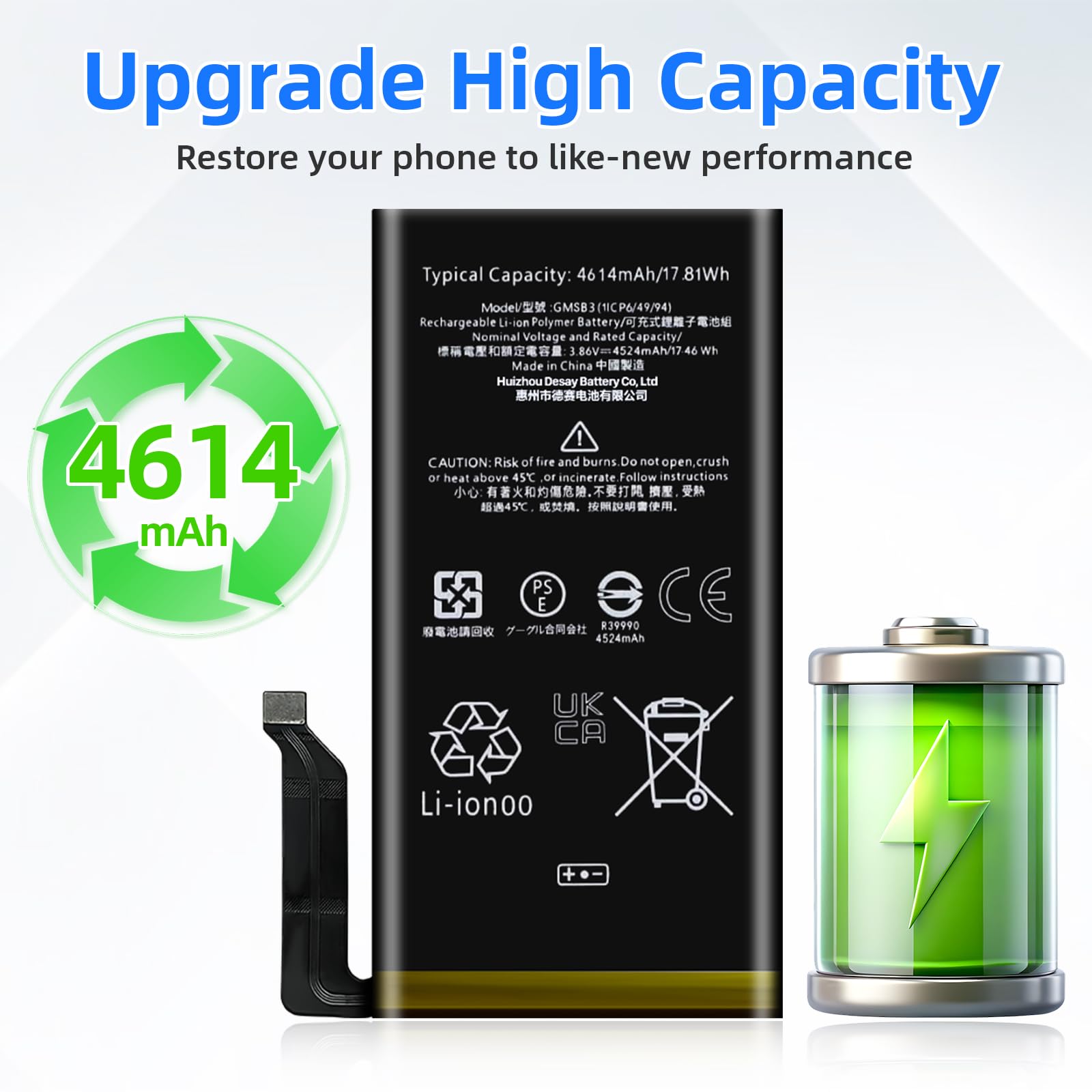 Amazon.com: SHENMZ GMSB3 Battery for Google Pixel 6, 4614mAh High